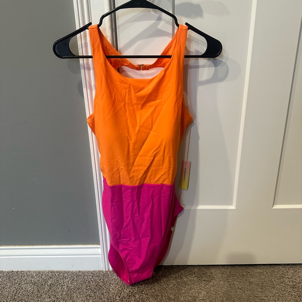 Vibrant Orange and Pink Summer Salt One Piece